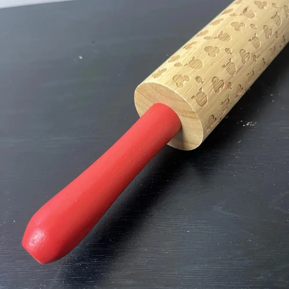 Rolling Pin Disney Mickey Mouse‎ Ears Embossed Baking Engraved Wood Rolling Pin